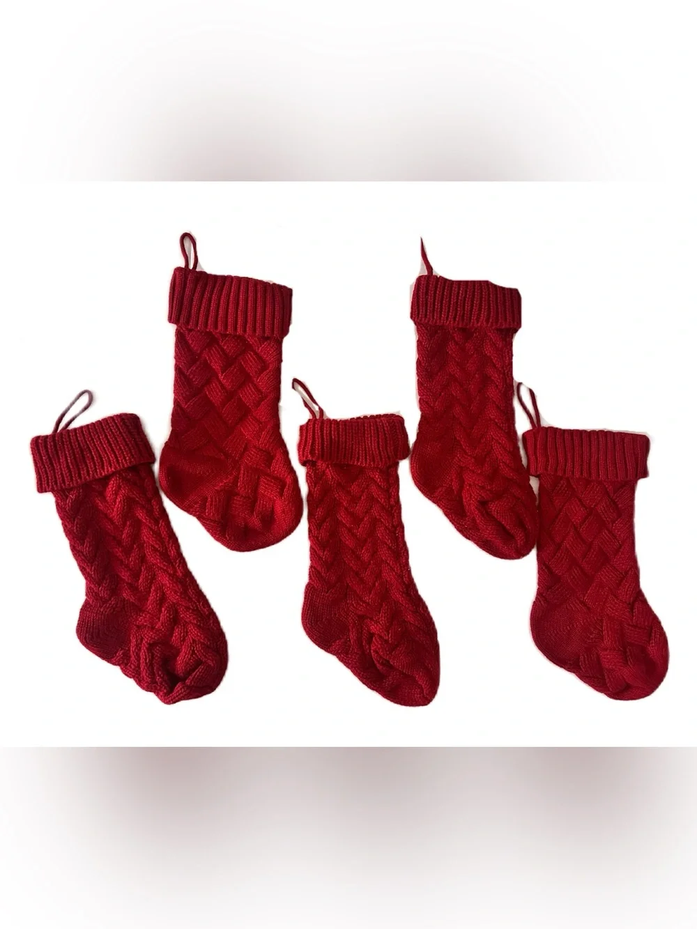 Cable Knit Christmas Stockings Holiday Mantel Decor Rustic Farmhouse Set 5